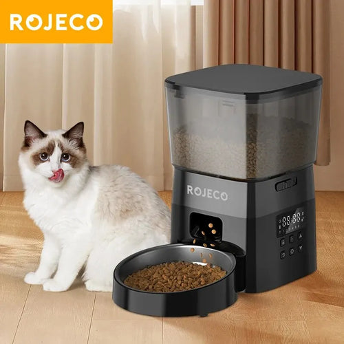 ImportAllied ROJECO Automatic Pet Feeder – Button Version Smart Cat & Dog Food Dispenser, Programmable Auto Control for Dry Food