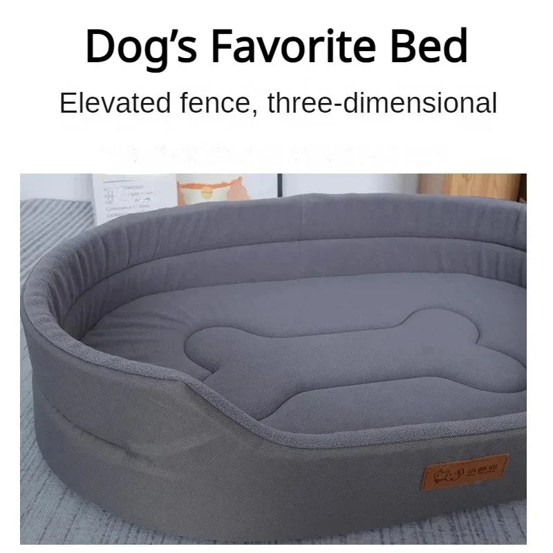 Elevated three-dimensional dog bed with a gray cushion and cute bone design, perfect for pet comfort.