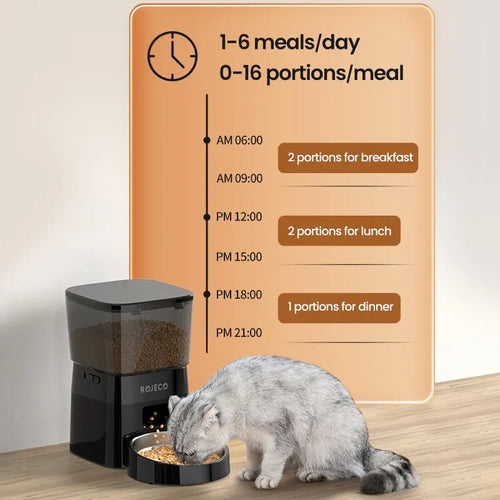 ImportAllied ROJECO Automatic Pet Feeder – Button Version Smart Cat & Dog Food Dispenser, Programmable Auto Control for Dry Food