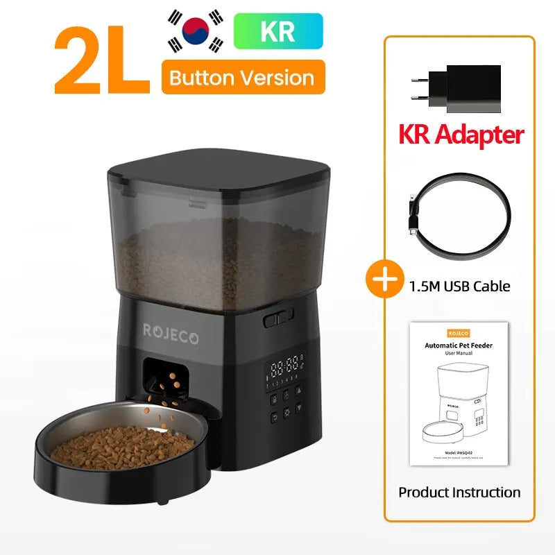 ImportAllied ROJECO Automatic Pet Feeder – Button Version Smart Cat & Dog Food Dispenser, Programmable Auto Control for Dry Food