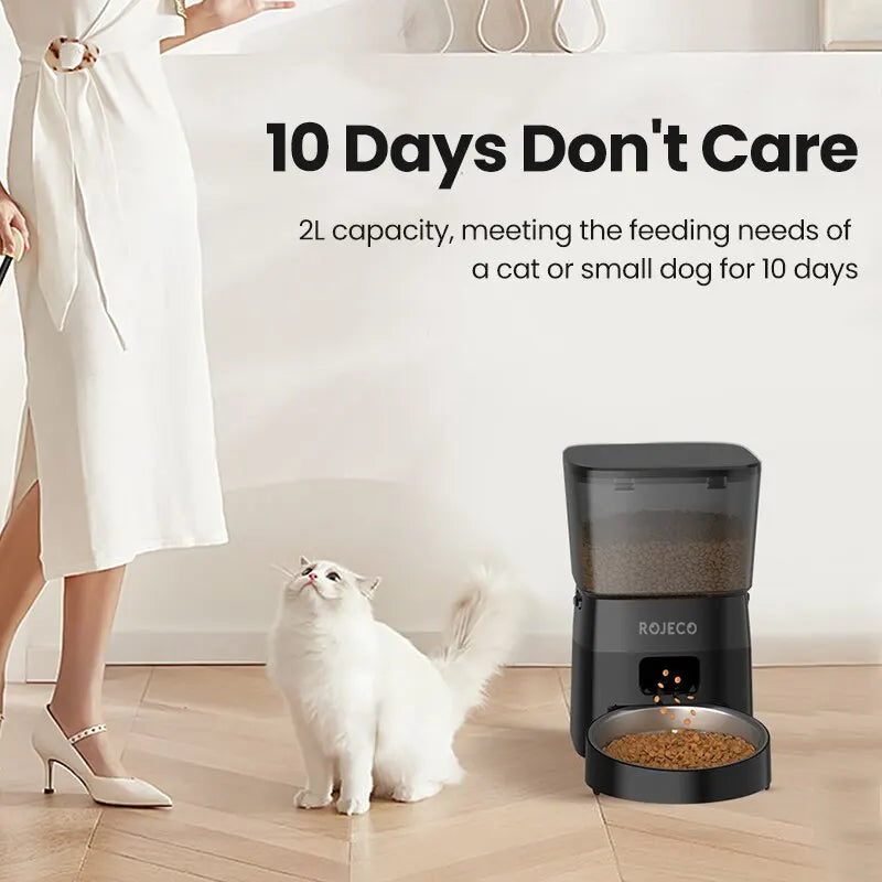 ImportAllied ROJECO Automatic Pet Feeder – Button Version Smart Cat & Dog Food Dispenser, Programmable Auto Control for Dry Food