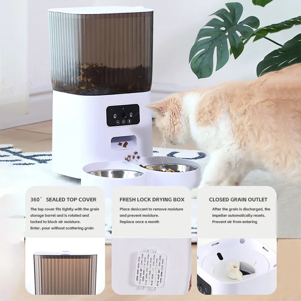 ImportAllied Smart Automatic Cat Feeder – 5L Food Dispenser with WiFi & Camera Options, Programmable Feeding for Cats
