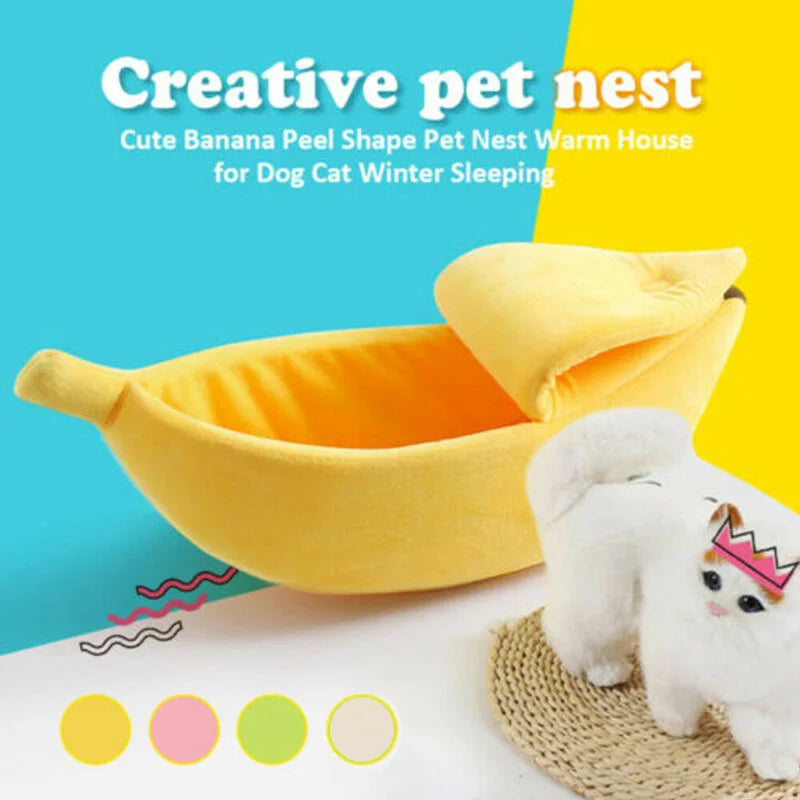 ImportAllied™ Banana Cat Bed House Funny Cute Cozy Cat Mat Beds Warm Durable Portable Pet Basket Kennel Dog Cushion Cat Supplies Multicolor
