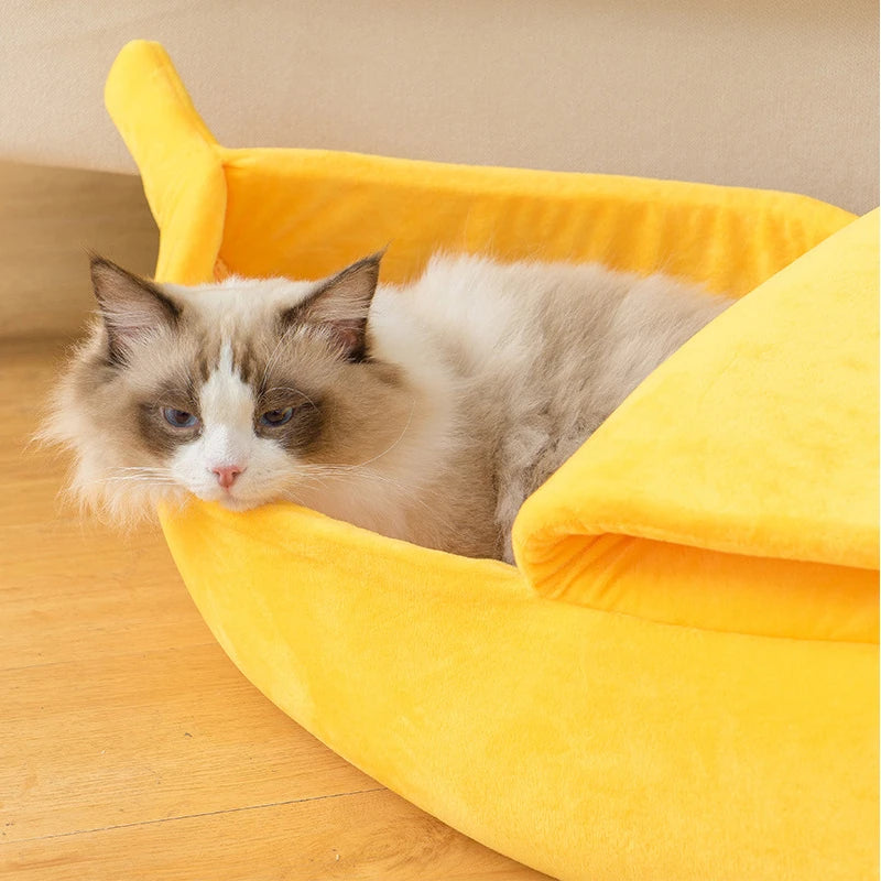 ImportAllied™ Banana Cat Bed House Funny Cute Cozy Cat Mat Beds Warm Durable Portable Pet Basket Kennel Dog Cushion Cat Supplies Multicolor