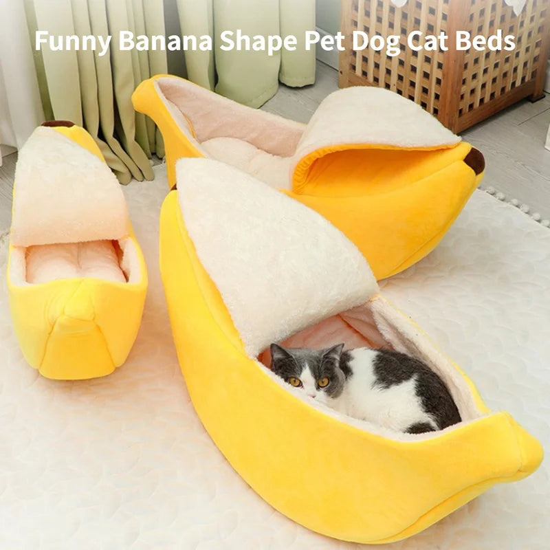 ImportAllied™ Banana Cat Bed House Funny Cute Cozy Cat Mat Beds Warm Durable Portable Pet Basket Kennel Dog Cushion Cat Supplies Multicolor