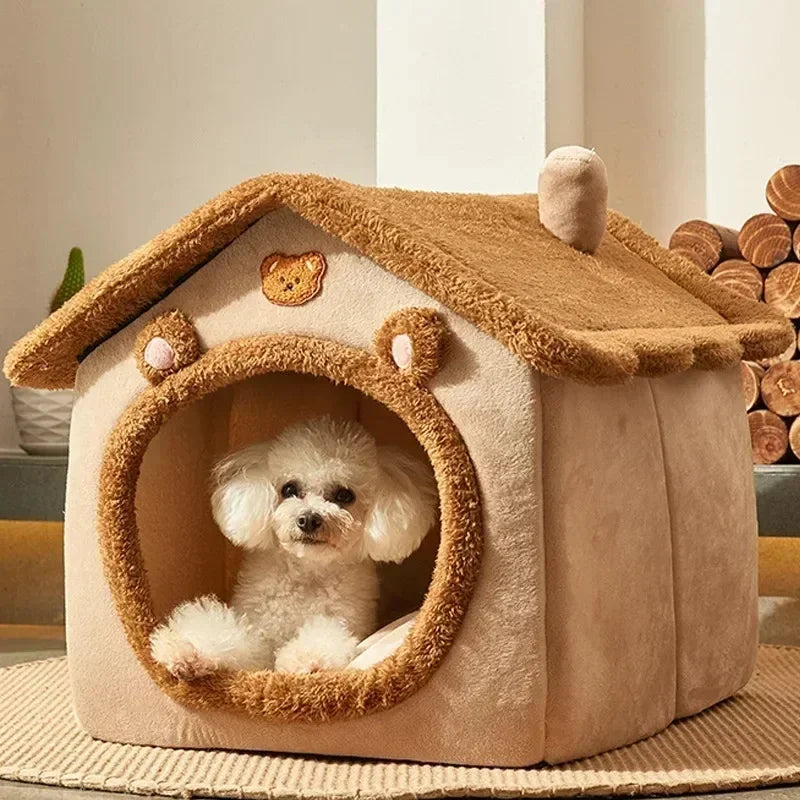 Cozy ImportAllied cartoon house pet bed for small dogs, providing comfort and a cute design.